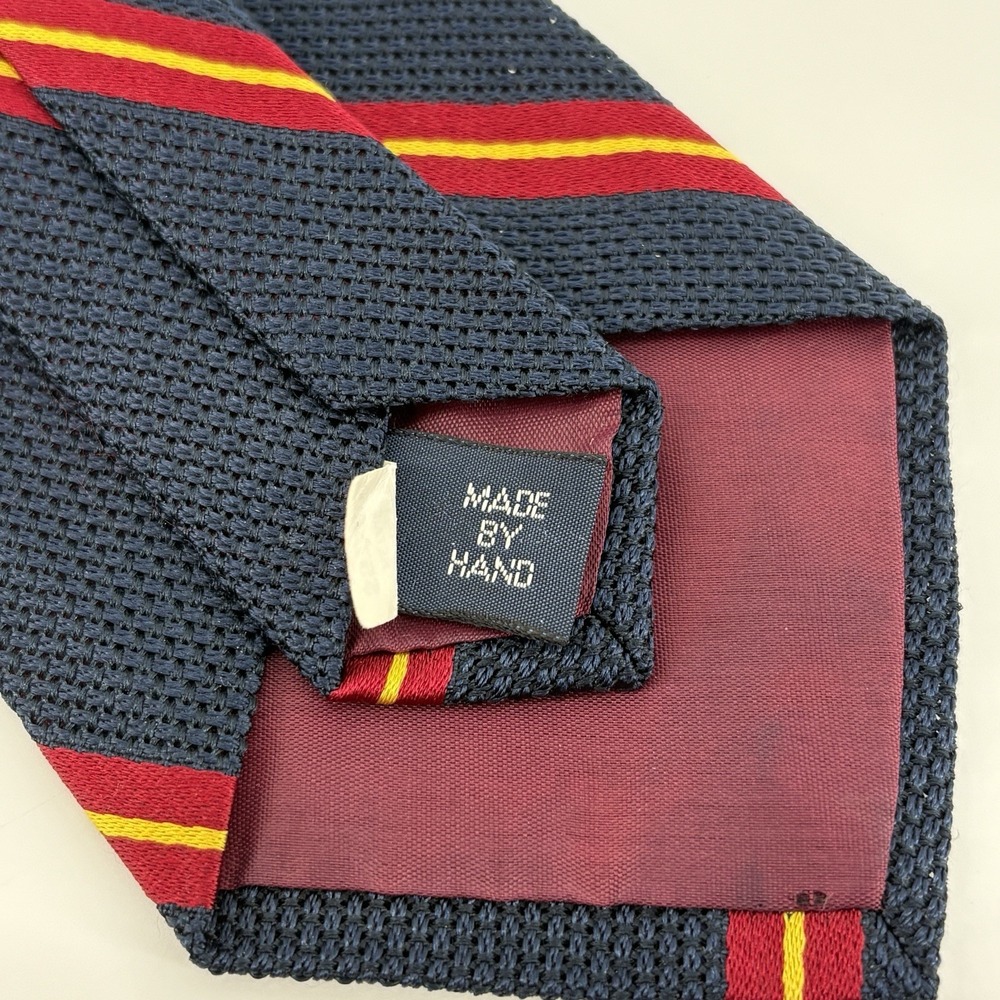 Vintage Polo Ralph Lauren Silk Grenadine Repp Stripe Tie Navy Red Gold USA 57" - Picture 5 of 11